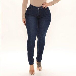 Fashion Nova High Rise Skinny Jeans Dark Wash Denim Stretchy Womens Size 3 / 4